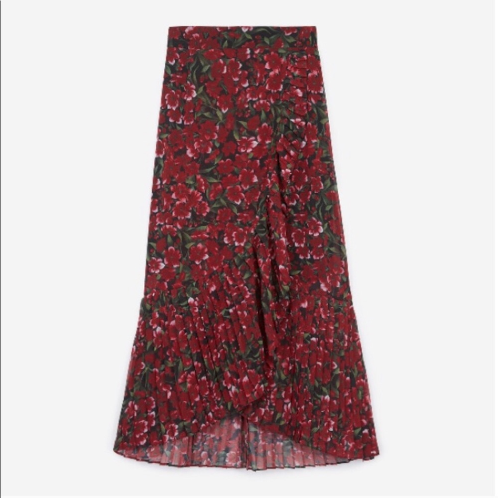 The Kooples Pleated Floral Skirt NWT